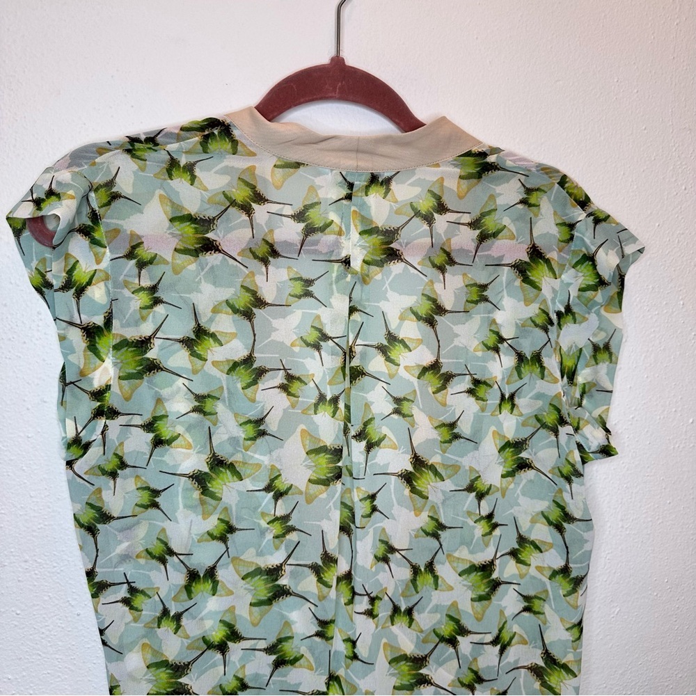 Cabi 234 Green Floral V-Neck Short Sleeve Blouse Size Medium - Picture 7 of 12